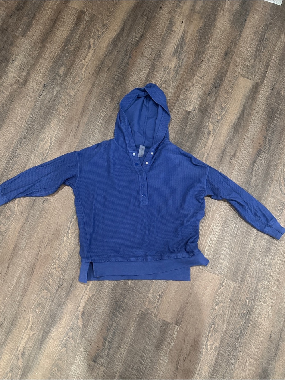 Women's Blue Hooded Pullover Jacket